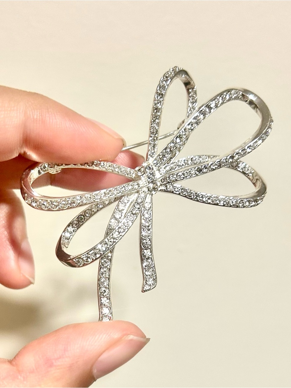 Anne Klein Crystal Bow Brooch - Elegant Womens Accessory
